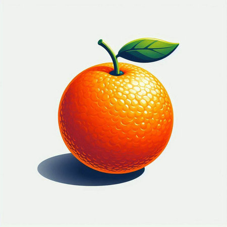 Orange fruit with shadow on a white background. 3d illustration.のイラスト素材
