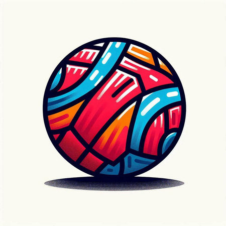 Illustration of a colorful ball with a pattern on a white backgroundのイラスト素材
