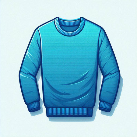 Blue sweater isolated on white background, 3d rendering. Computer digital drawing.のイラスト素材