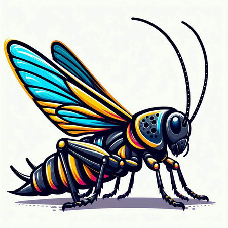 Vector image of a bee on a white background. Vector illustration.のイラスト素材