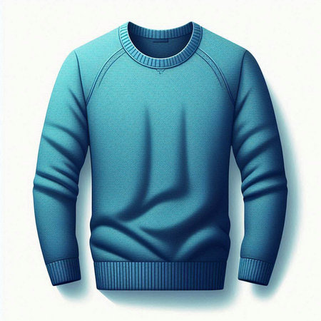 Men's sweater in blue color on a white background. Vector illustrationのイラスト素材