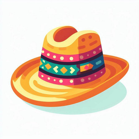 Mexican sombrero hat isolated on white background. Vector illustration.のイラスト素材