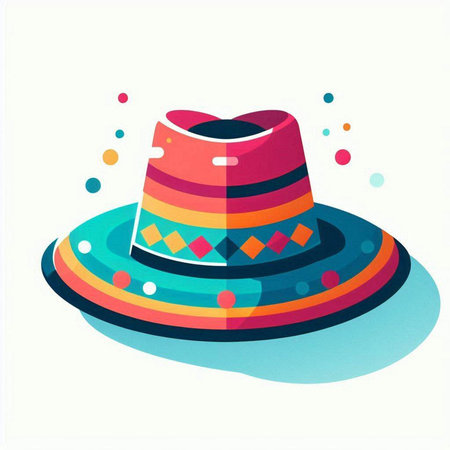Illustration of colorful hat on a white background. Vector illustration.のイラスト素材