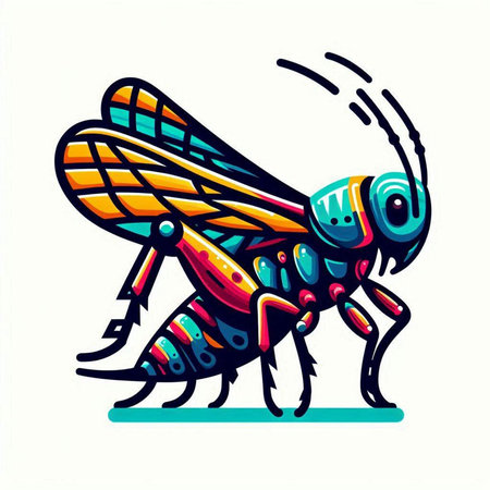 Illustration of a grasshopper on a white background - vectorのイラスト素材