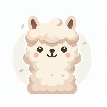 Cute cartoon alpaca on white background. Vector illustration.のイラスト素材