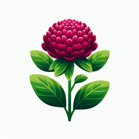 Red clover with green leaves isolated on white background. Vector illustration.のイラスト素材