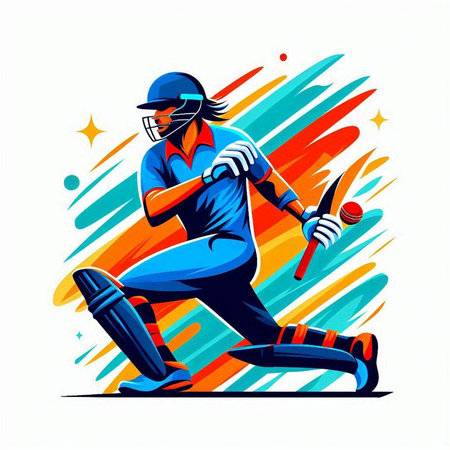 Cricket player with bat and ball. Vector illustration design.