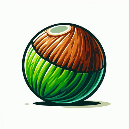 Illustration of a coconut on a white background. Vector illustration.のイラスト素材