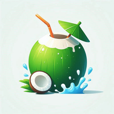 coconut water splash on a white background. vector illustration.のイラスト素材
