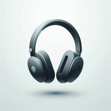 Headphones 3d icon isolated on grey background. Vector illustration.のイラスト素材