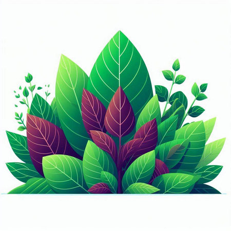 Green leaves on a white background. Vector illustration. Eps 10.のイラスト素材