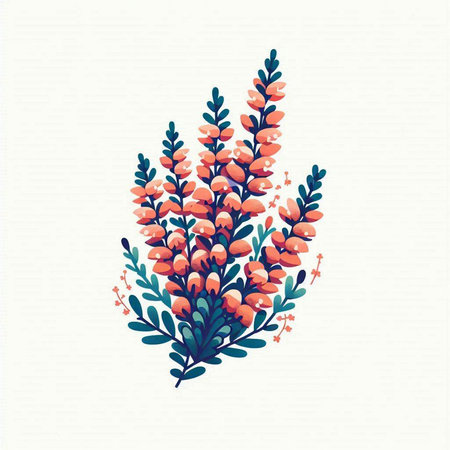 Hand drawn vector abstract floral illustration with flowers, branches and leaves.のイラスト素材