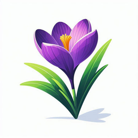 Purple crocus flower isolated on white background. Vector illustration.のイラスト素材