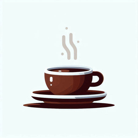 Coffee cup with steam on white background. Vector illustration.のイラスト素材