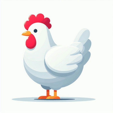Cute chicken on white background. Vector illustration in cartoon style.のイラスト素材