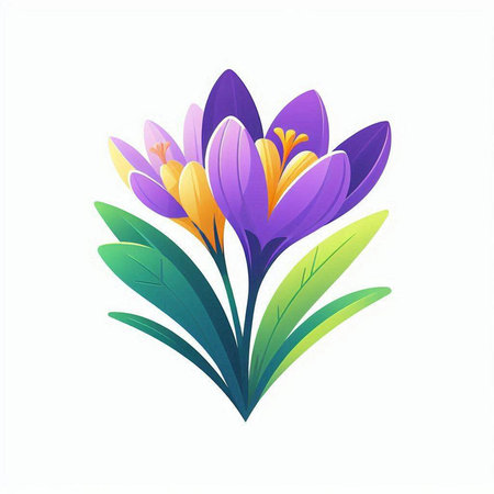 Beautiful crocus flower isolated on white background. Vector illustration.のイラスト素材