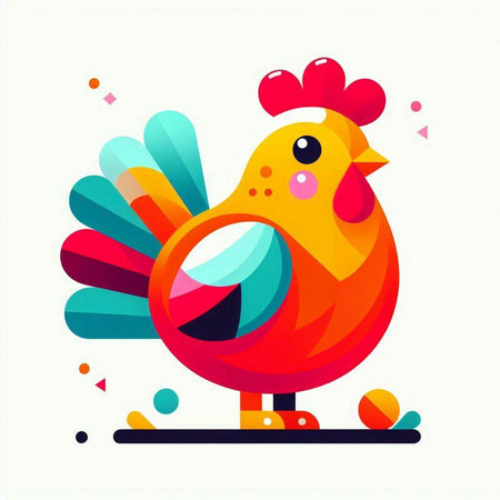 Colorful rooster on a white background. Vector illustration for your designのイラスト素材