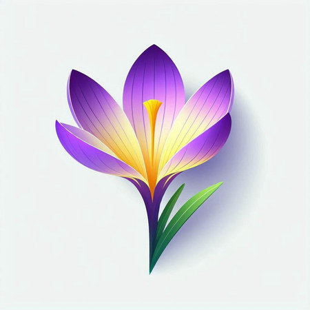 Beautiful crocus flower on a white background. Vector illustration.
