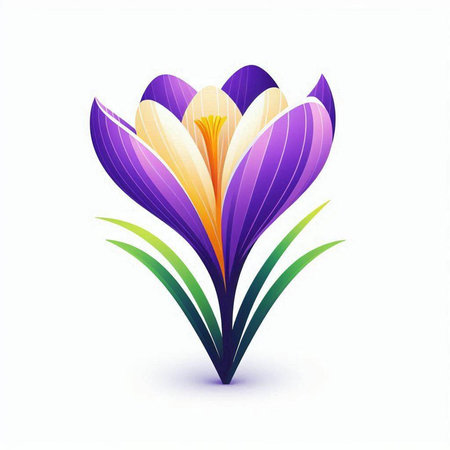 Crocuses on white background, vector illustration. Spring flowers.のイラスト素材