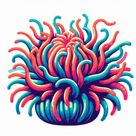 Illustration of an underwater colorful coral isolated on a white background.のイラスト素材