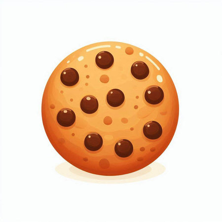 Chocolate chip cookie isolated on a white background. Vector illustration.のイラスト素材