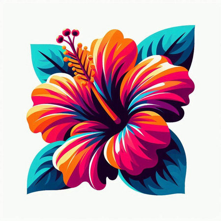 Hibiscus flower. Vector illustration. Floral background.のイラスト素材