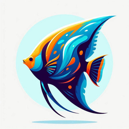 Vector illustration of a blue fish on a white background. Vector illustration.のイラスト素材