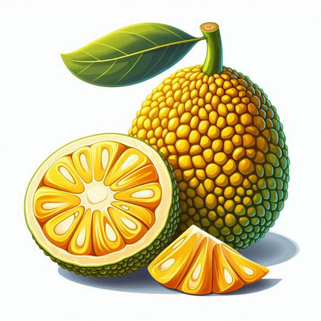 Jackfruit on a white background. Vector illustration for your design.
