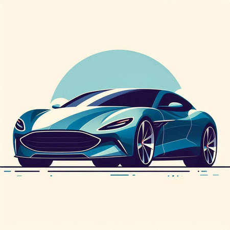 Sketch of a sports car on a light background. Vector illustration