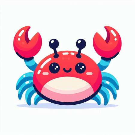Cute cartoon crab character. Vector illustration in flat cartoon style.のイラスト素材