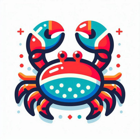 Cute cartoon crab. Colorful vector illustration on white background.のイラスト素材