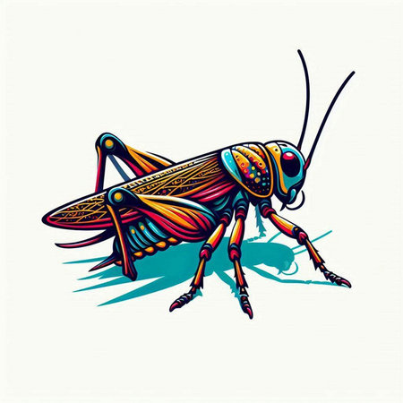 Illustration of grasshopper on white background. Vector illustration.のイラスト素材