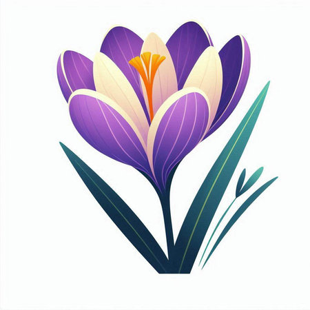 Spring crocus flower isolated on the white background. Vector illustration.のイラスト素材