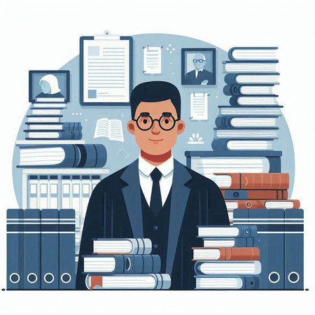 Businessman in the office. Vector illustration in a flat style.のイラスト素材