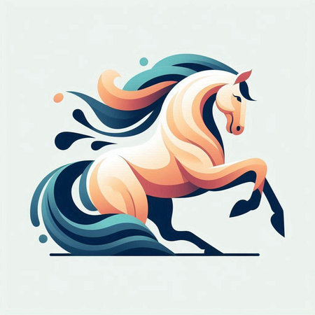 Vector illustration of a horse with a flowing mane in the wind.のイラスト素材