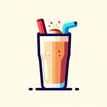 Vector illustration of a smoothie in a glass with a straw.