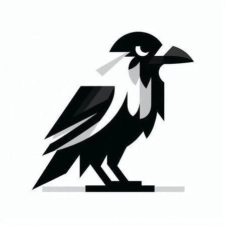 Black crow on a white background. Vector illustration for your design.