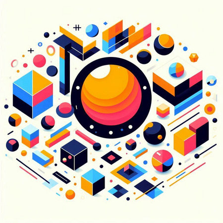 Abstract colorful 3d isometric background. Vector illustration with geometric shapes.