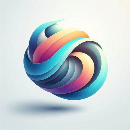 abstract colorful 3d sphere on white background, vector illustration.