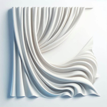 Curtain on a white background. 3d rendering. Computer digital drawing.
