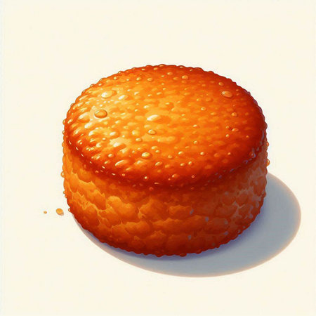 Orange cake with drops of water on a white background. Illustration