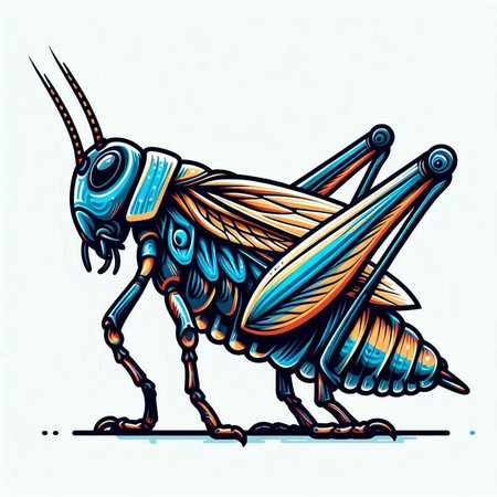 Grasshopper. Vector illustration of a grasshopper.のイラスト素材