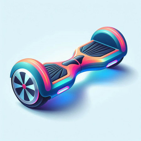 Electric self-balancing gyroboard on blue background. 3d render