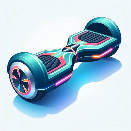 Electric self-balancing self-balancing electric scooter, vector illustration