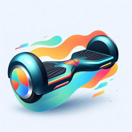 Modern self-balancing self-balancing electric scooter on a colorful background