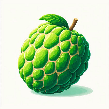 Custard apple, vector illustration, isolated on white background.