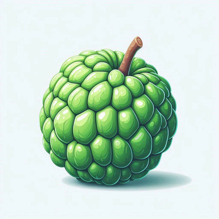 Custard apple isolated on white background. Detailed vector illustration.