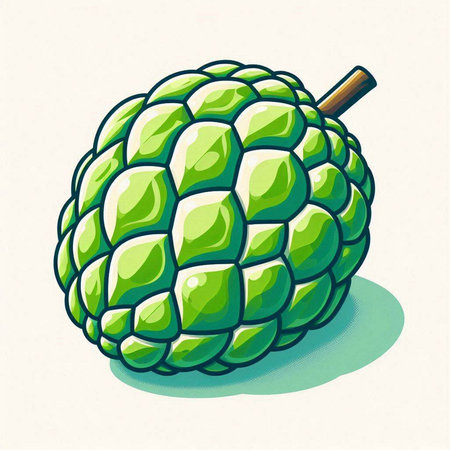 Custard apple isolated on white background. Hand drawn vector illustration.