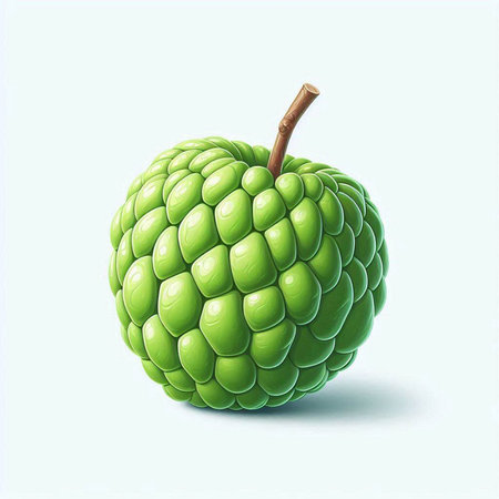 Custard apple on a light blue background. Vector illustration.
