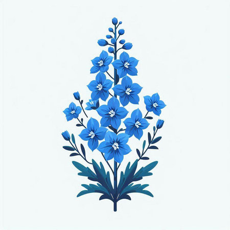 Blue flower on a white background. Vector illustration in watercolor style.